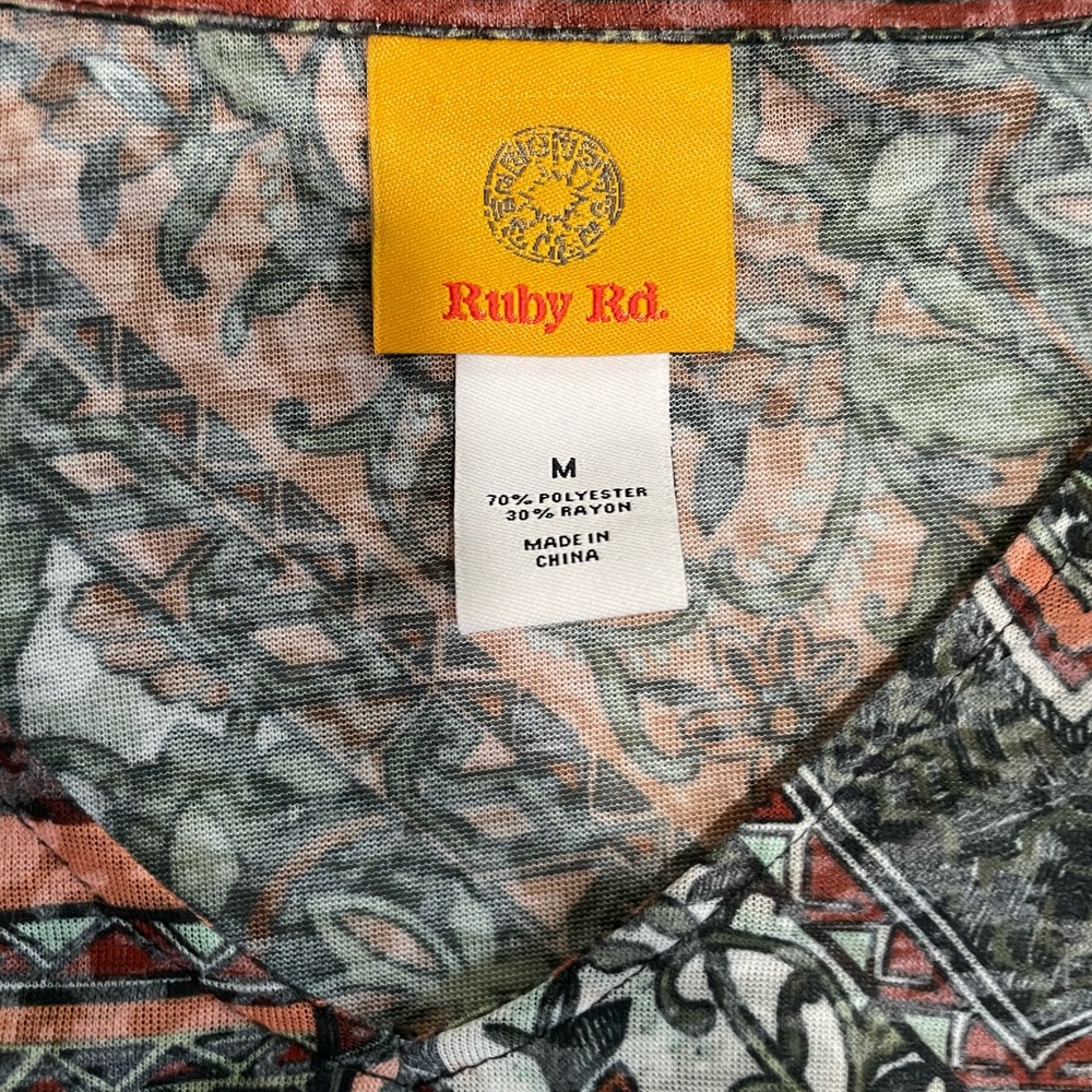 Ruby‎ Rd. Multicolor Lightweight Patterned Blouse, NWT, Size Medium - Picture 3 of 7